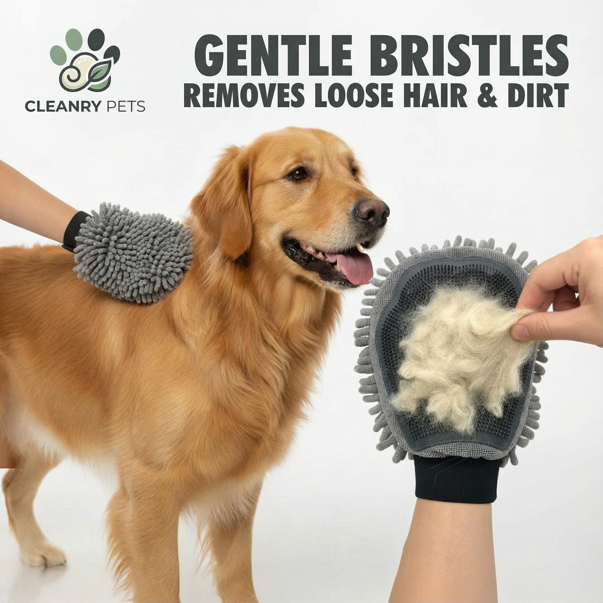 Cleanry Pets® Dog Washing Gloves for Bathing & Shedding Grooming Mitt