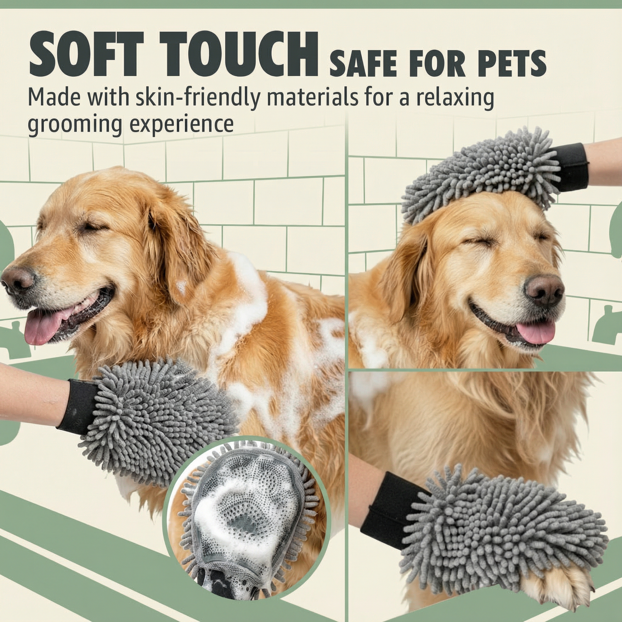 Cleanry Pets® Dog Washing Gloves for Bathing & Shedding Grooming Mitt