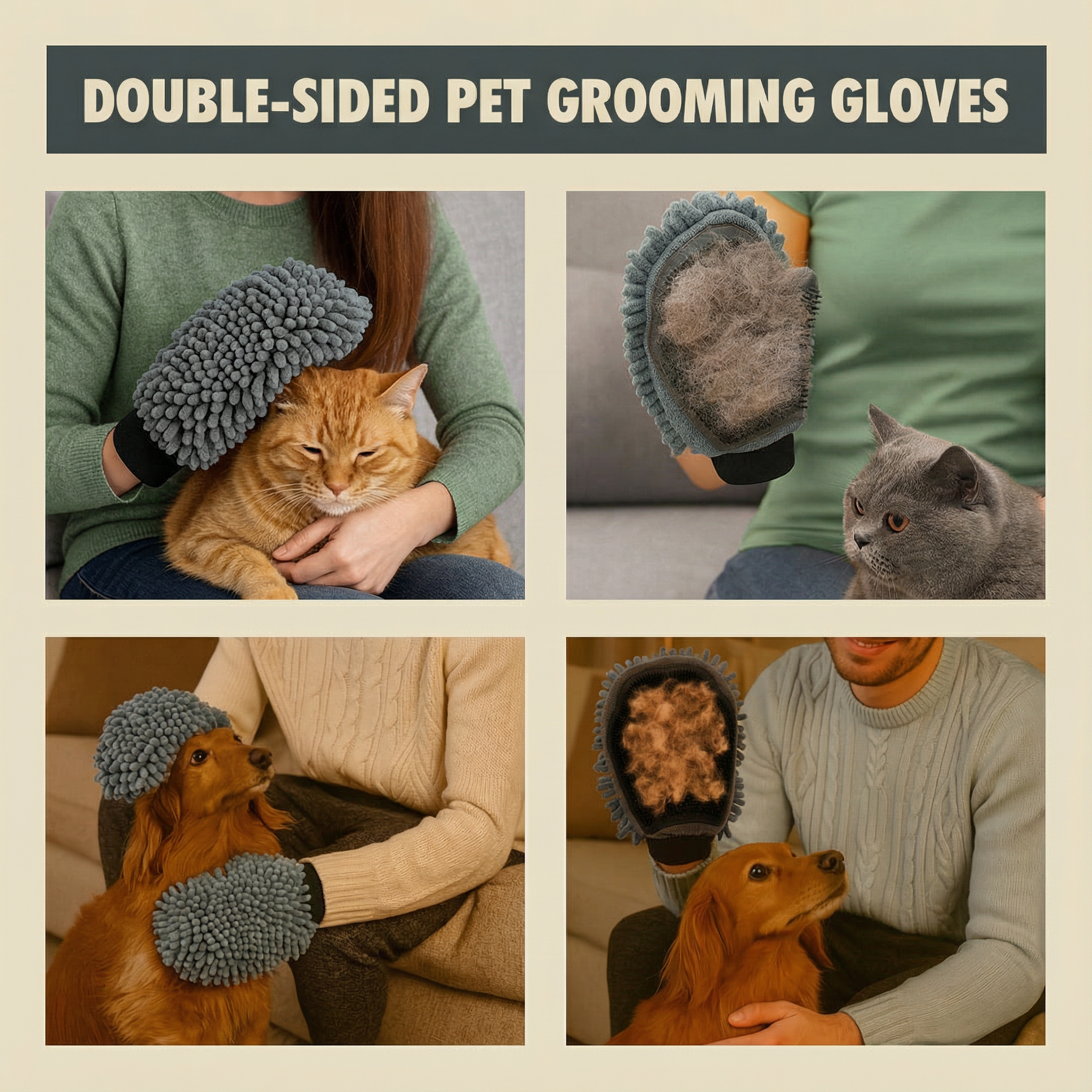 Cleanry Pets® Dog Washing Gloves for Bathing & Shedding Grooming Mitt