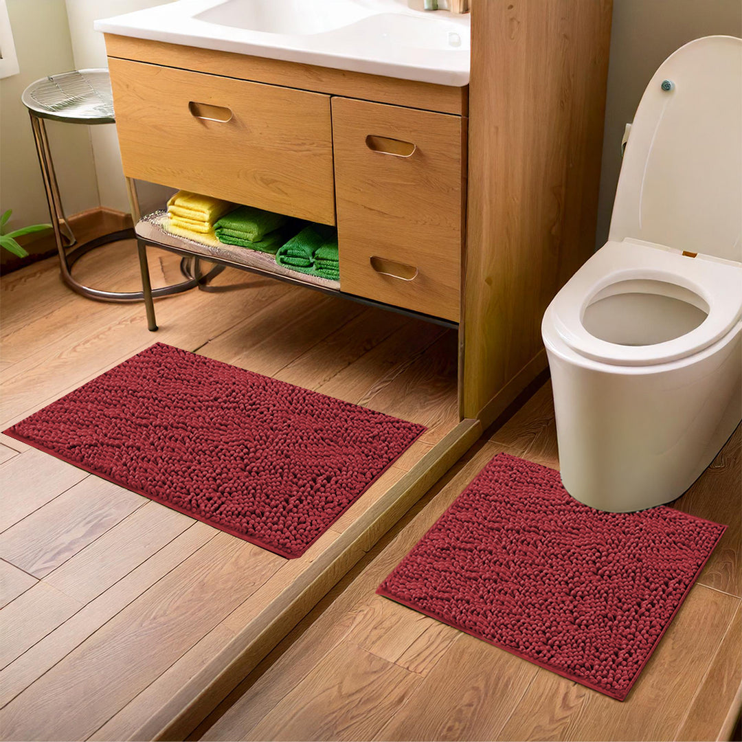 Cleanry Pets® Bathroom Rugs Set – Bath Mat (20”×30”) & U-Shaped Toilet Mat (20”×20”)