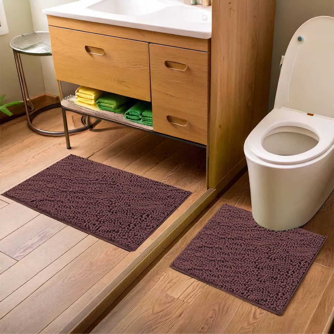 Cleanry Pets® Bathroom Rugs Set – Bath Mat (20”×30”) & U-Shaped Toilet Mat (20”×20”)