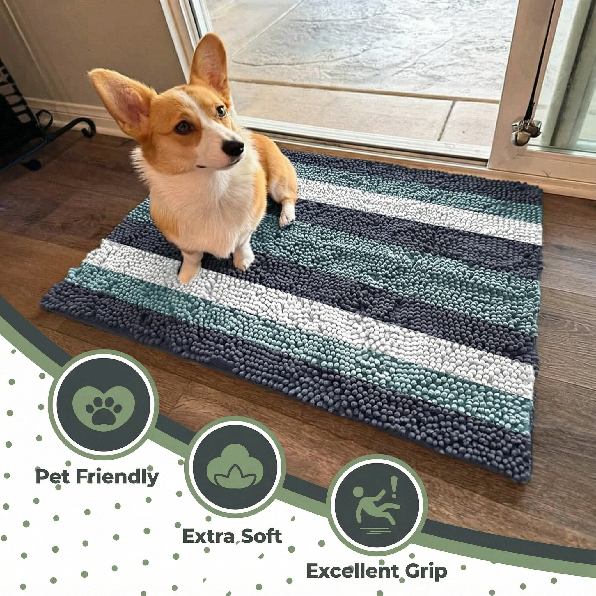 Cleanry Pets® Chenille Dog Door Mat – Non-Slip & Washable