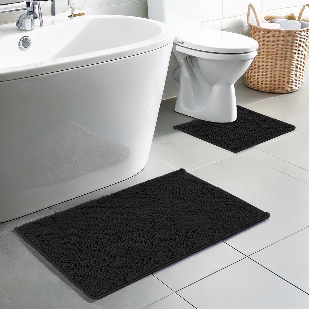 Cleanry Pets® Bathroom Rugs Set – Bath Mat (20”×30”) & U-Shaped Toilet Mat (20”×20”)