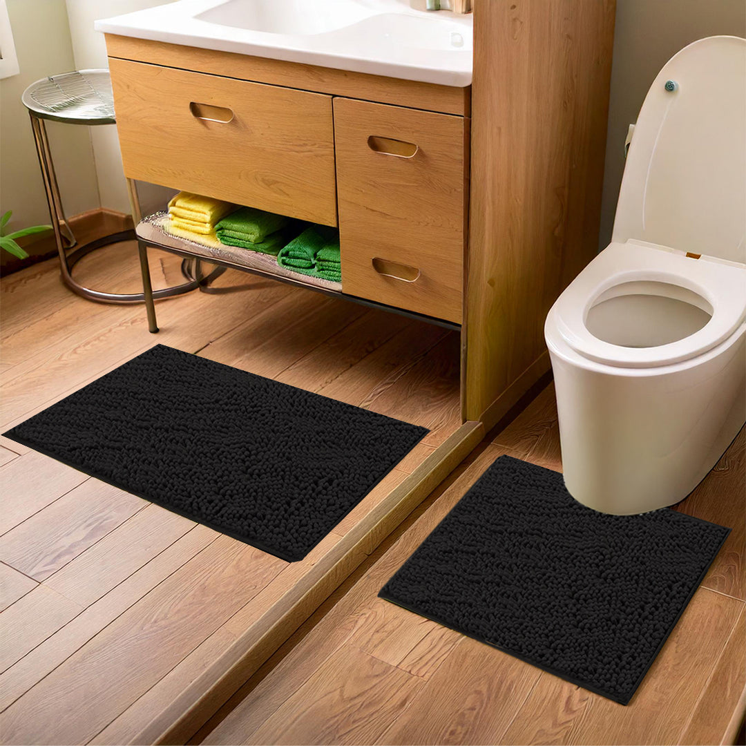 Cleanry Pets® Bathroom Rugs Set – Bath Mat (20”×30”) & U-Shaped Toilet Mat (20”×20”)