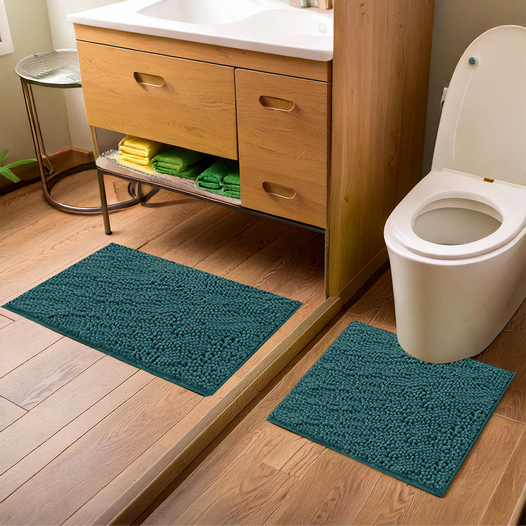 Cleanry Pets® Bathroom Rugs Set – Bath Mat (20”×30”) & U-Shaped Toilet Mat (20”×20”)