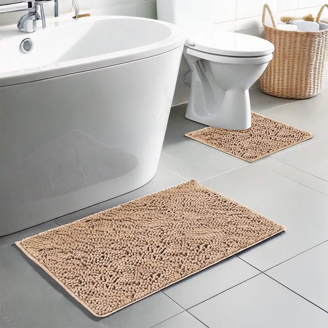Cleanry Pets® Bathroom Rugs Set – Bath Mat (20”×30”) & U-Shaped Toilet Mat (20”×20”)